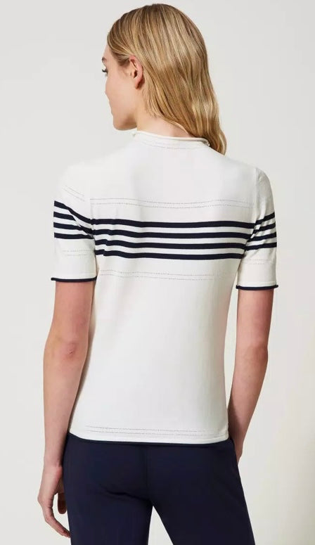 Twinset Two Tone Turtle Neck Sweater