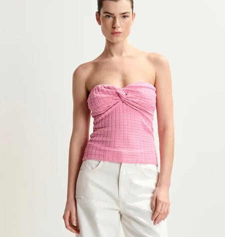 Essentiel Antwerp Pink Knitted Strapless Top