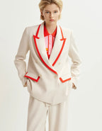Essentiel Antwerp Off White with Orange/ Red Trim Blazer