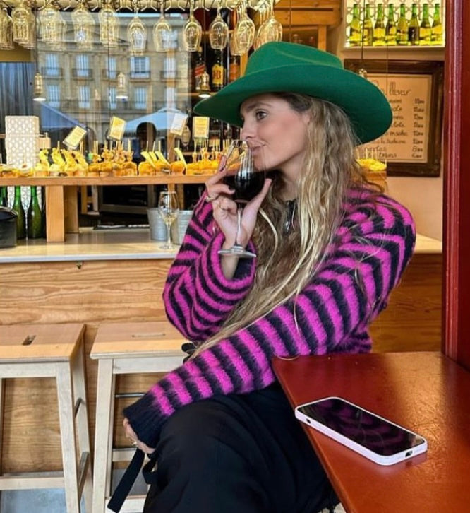 Wild Pony Pink & Black Punk Striped Jumper