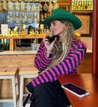 Wild Pony Pink & Black Punk Striped Jumper