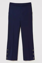 Twinset Navy Cropped Trousers with Oval T Buttons