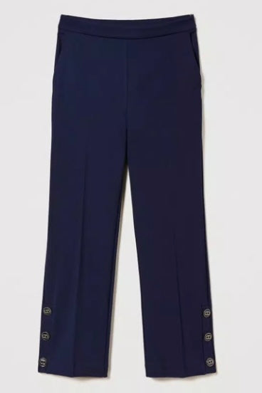 Twinset Navy Cropped Trousers with Oval T Buttons