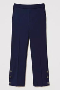 Twinset Navy Cropped Trousers with Oval T Buttons