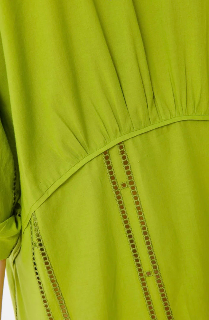 Beatrice B Lime Green Broderie Anglaise Cotton Dress