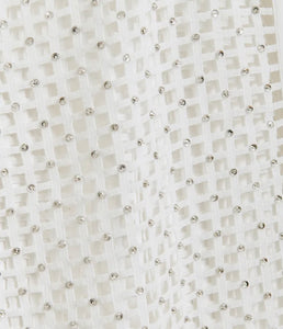 Essentiel Antwerp White Mesh Sleeveless Shirt with Crystal Embellishments