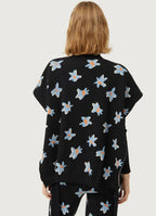 Compania Fantastica Black Floral Jacquard Sleeveless Pullover