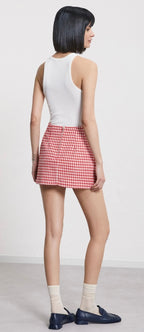 Ottodame Red Vichy Mini Skirt