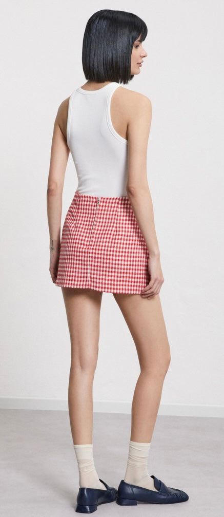 Ottodame Red Vichy Mini Skirt