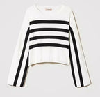 Twinset White with Black Stripe Fine Knit Sweater