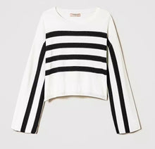 Load image into Gallery viewer, Twinset White with Black Stripe Fine Knit Sweater
