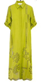 Beatrice B Lime Green Broderie Anglaise Cotton Dress