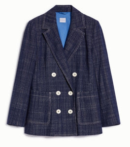 Pennyblack Navy Basketweave Double Breasted Blazer