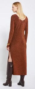 Ottodame Tobacco Long Lurex Reversible Dress