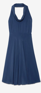Otto’dame Navy Silk Halter-Neck Silk Blend Dress