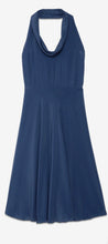 Load image into Gallery viewer, Otto’dame Navy Silk Halter-Neck Silk Blend Dress
