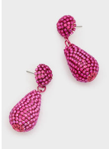 Nali Hot Pink Pendant Crystal Droplet Earrings