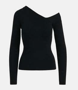 Essentiel Antwerp Black Jersey  with  Asymmetrical Neckline