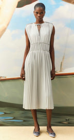 Beatrice B Dove Grey Grecian Pleated Dress