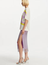 Load image into Gallery viewer, Essentiel Antwerp White Organic T-Shirt with Lilac &amp; Lime Star
