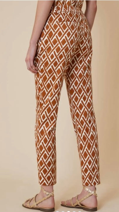 PennyBlack Tobacco Slim Fit Cotton Satin Trousers