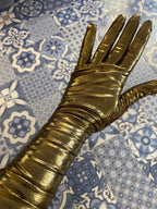 Ottod’Ame Gold Metallic Long Gloves