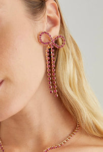 Nali Pink / Gold Ribbon Bow Earrings