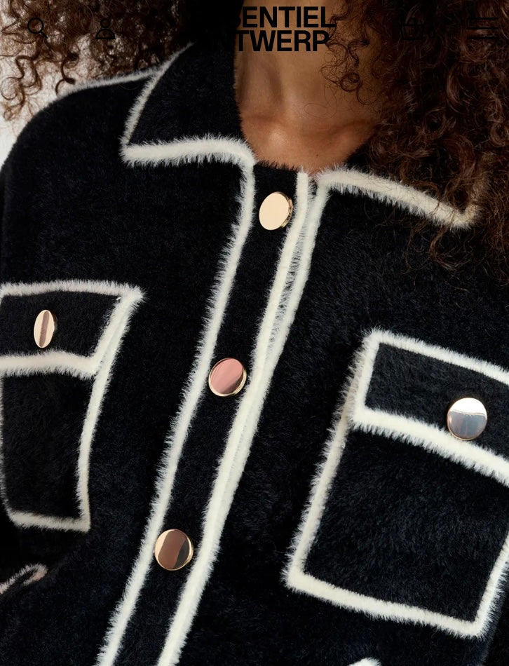 Essentiel Antwerp Black Fluffy Cardi-Jacket