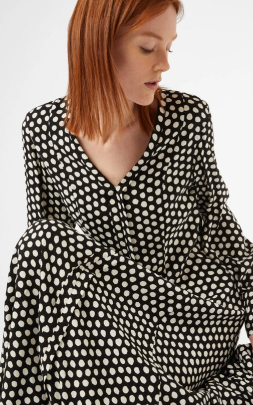 PENNYBLACK Black & White Polka Dot Sable Midi Dress