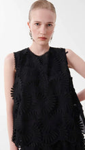 Load image into Gallery viewer, Beatrice B Black Embossed Appliqué Cotton Top

