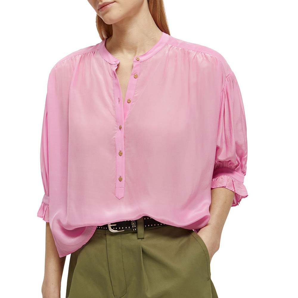 Scotch & Soda ELBOW SLEEVE POPOVER BLOUSE ORCHID PINK