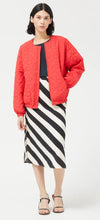 Load image into Gallery viewer, Compania Black &amp; Soft White Diagonal Stripe Midi Skirt
