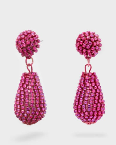 Nali Hot Pink Pendant Crystal Droplet Earrings