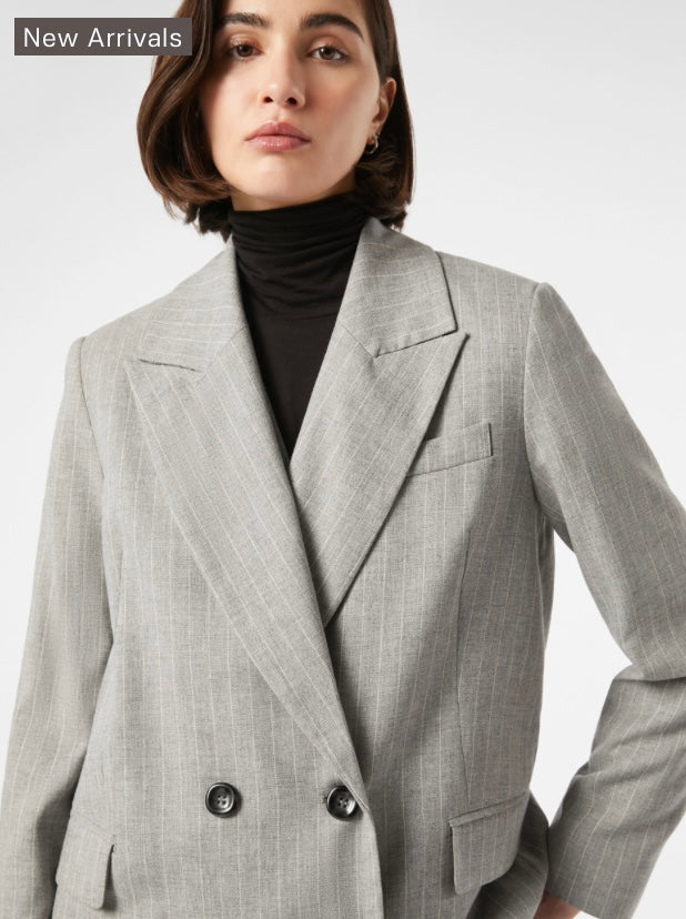 PENNYBLACK Grey Pinstripe Double Breasted Boyfriend Blazer