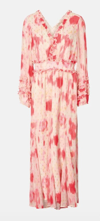 RDF Pink & Off-White Abstract Floral Midi Dress