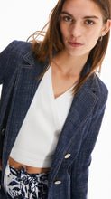 Load image into Gallery viewer, Pennyblack Navy Basketweave Double Breasted Blazer
