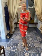 Ottodame Red Printed Viscose Skirt