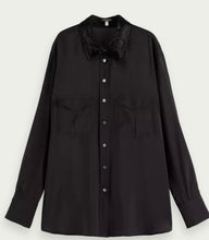 Load image into Gallery viewer, Scotch &amp; Soda Slate Black Relaxed Shirt with Beaded Collar
