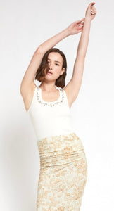Otto’dame White Jersey Tank Top with Crystals