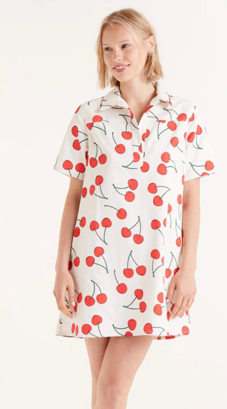 Compania Cherry Print a short Shift Dress