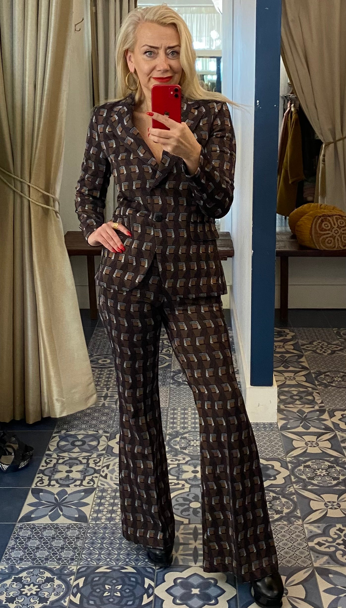 Ottod’Ame Navy & Brown Milano Print Trousers