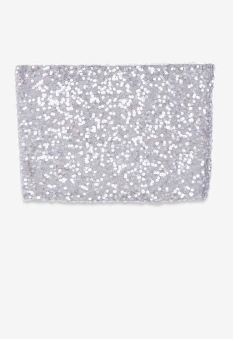 Ottodame Silver Sequin Bandeau Top
