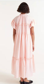 Compania Baby Pink Tiered Midi Dress with frills