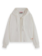 Scotch & Soda white zipped hoodie