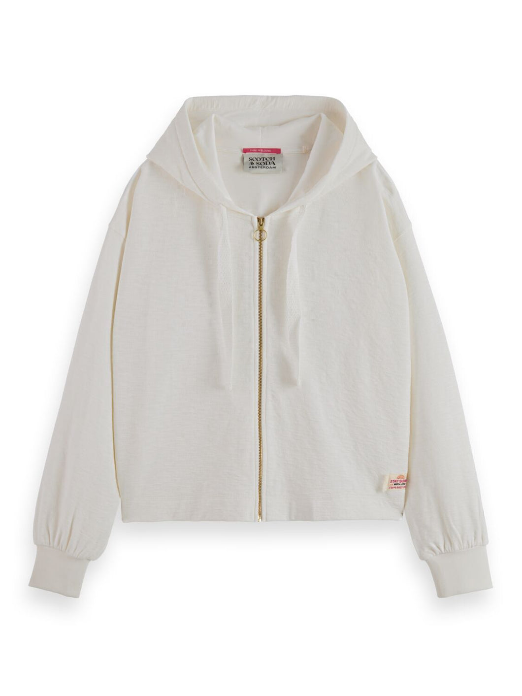 Scotch & Soda white zipped hoodie