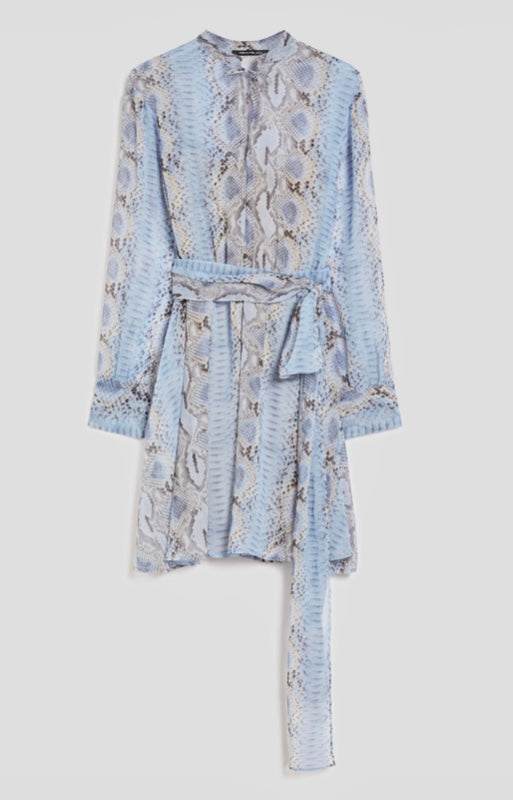 PennyBlack Blue Snake Print Georgette Short Dress