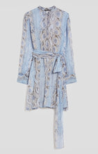 Load image into Gallery viewer, PennyBlack Blue Snake Print Georgette Short Dress
