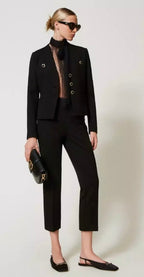Twinset Milano Black Cropped Trouser’s with Jewelled Pockets