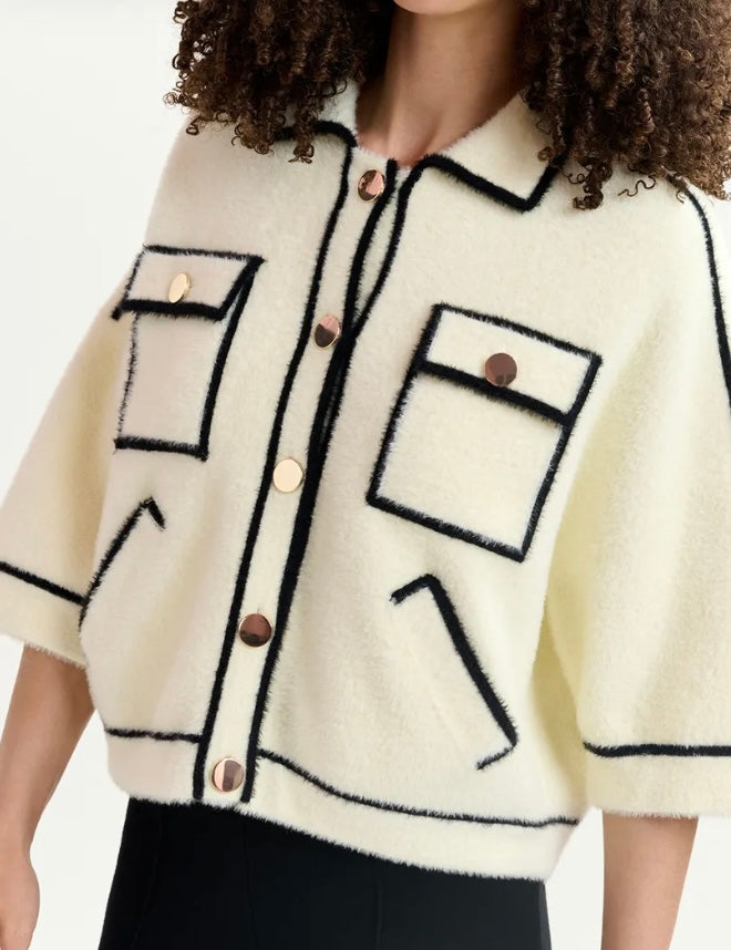 Essentiel Antwerp Off-White Fluffy Cardi-Jacket