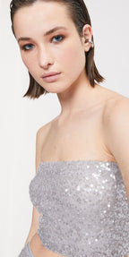 Ottodame Silver Sequin Bandeau Top
